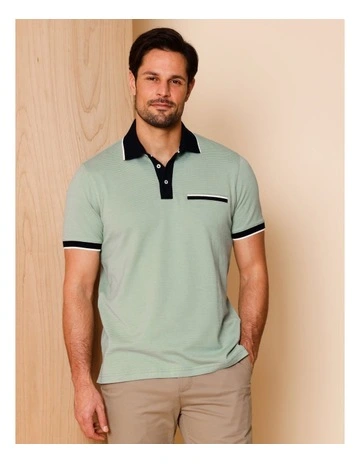 Campbell Jacquard Polo in Light Green