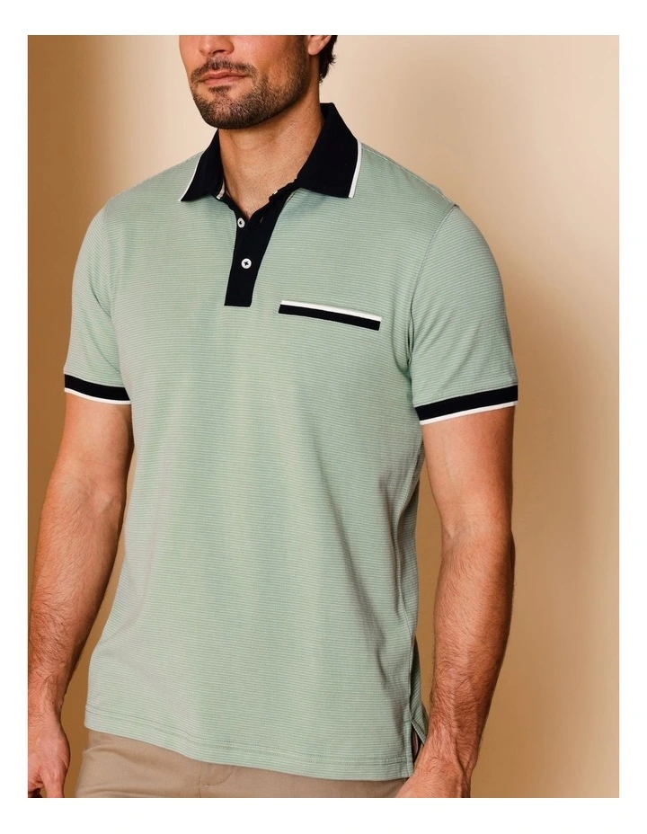 Campbell Jacquard Polo in Light Green image 3