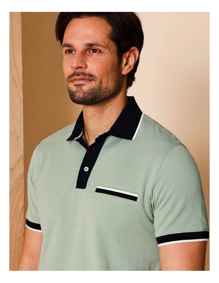 Campbell Jacquard Polo in Light Green image 4