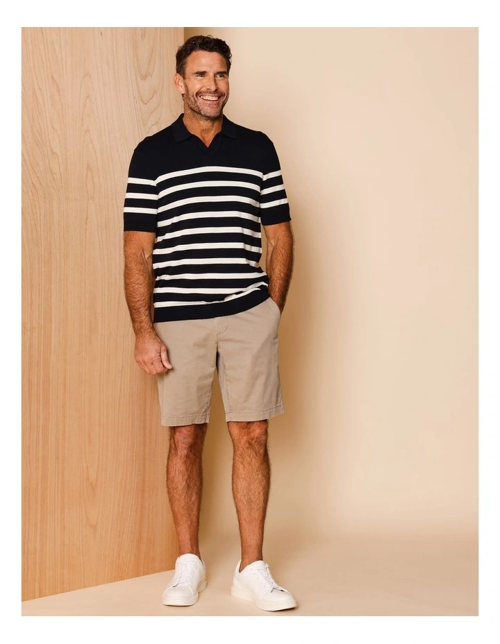 Beau Breton Stripe Knit Polo in Navy image 3