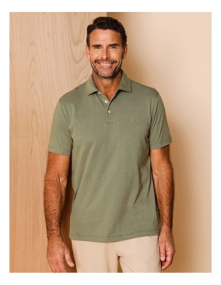 Leroy Jersey Polo in Khaki image 2