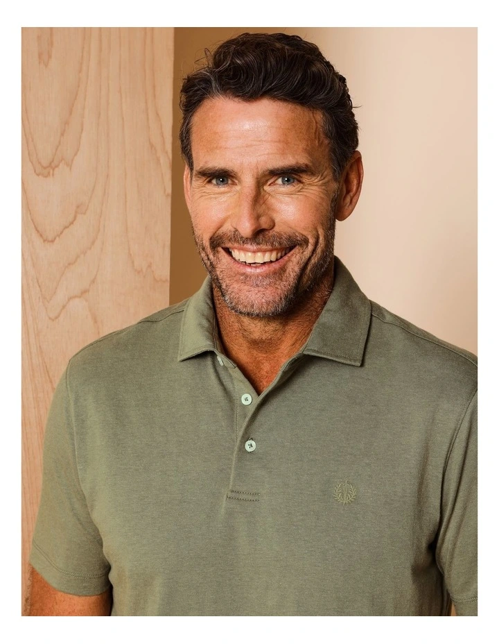 Leroy Jersey Polo in Khaki image 3