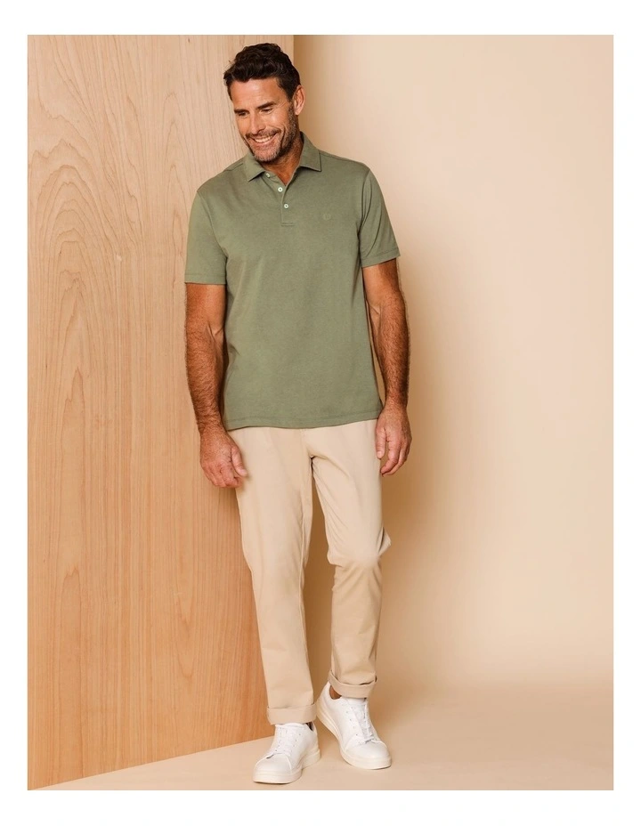 Leroy Jersey Polo in Khaki image 4