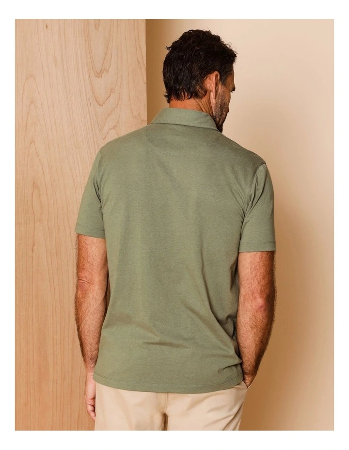 Leroy Jersey Polo in Khaki image 5