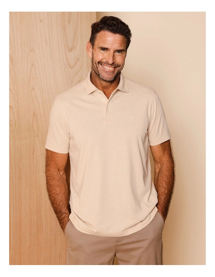 Leroy Jersey Polo in Ecru image 3