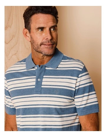 Idris Short Sleeve Island Print Shirt in Blue