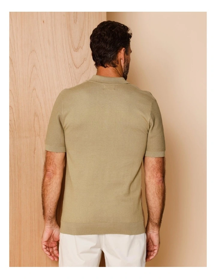 Tucker Textured Knit Polo in Camel image 5