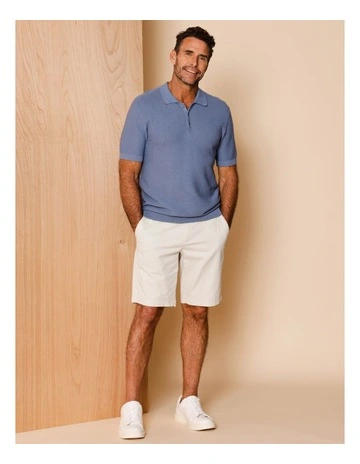 Tucker Textured Knit Polo in Blue