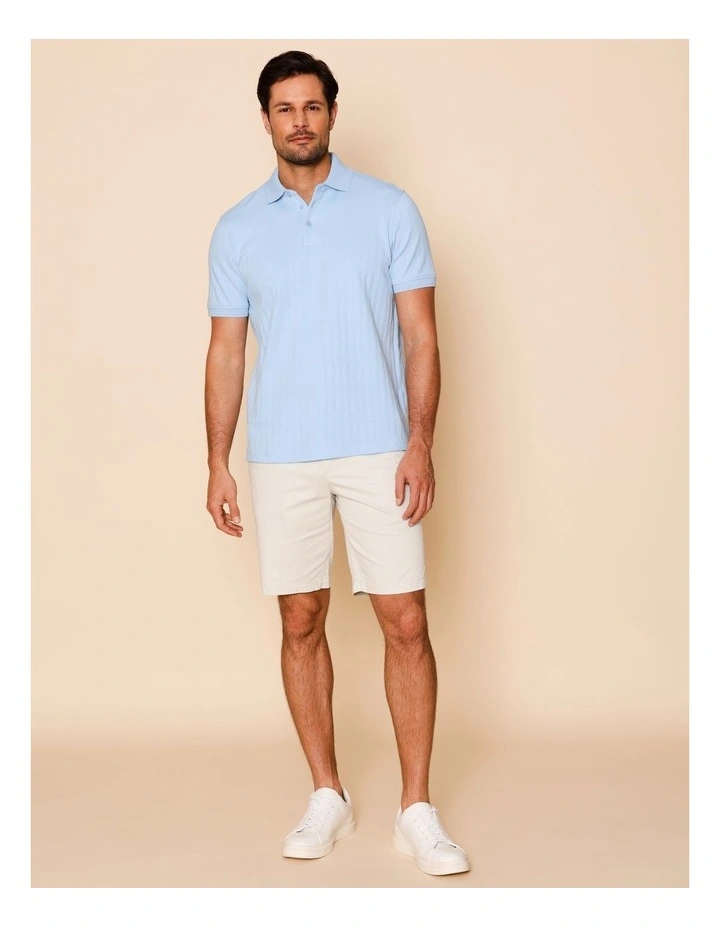 Tanner Textured Knit Polo in Light Blue image 3
