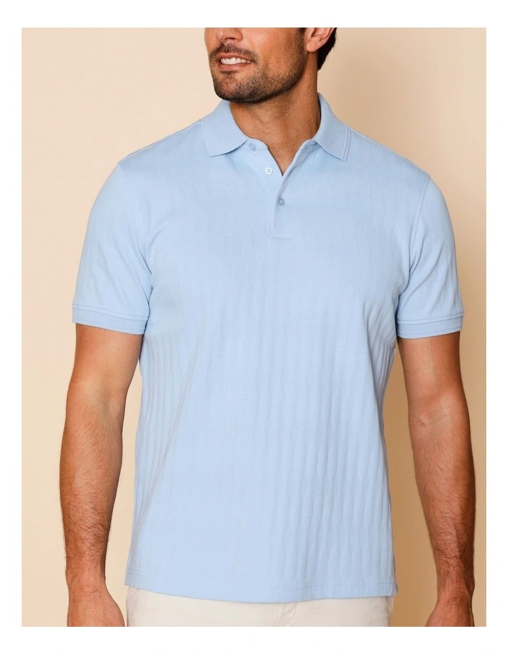 Tanner Textured Knit Polo in Light Blue image 4