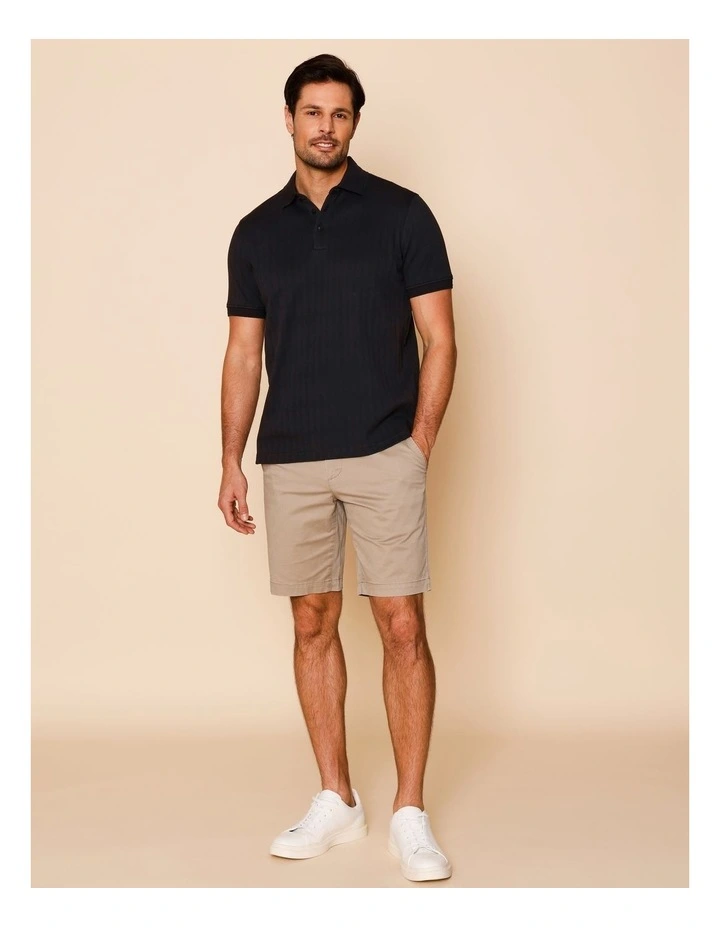 Tanner Textured Knit Polo in Black image 2