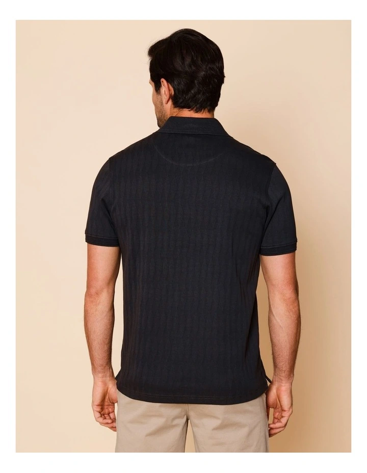 Tanner Textured Knit Polo in Black image 5
