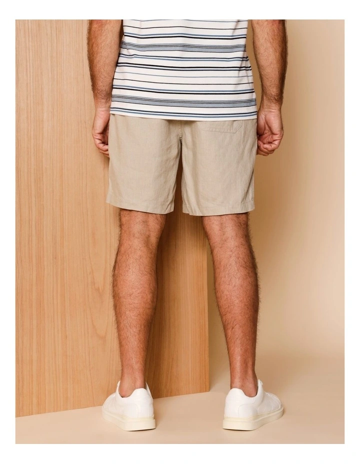Leon Linen Pull On Shorts in Sand image 5