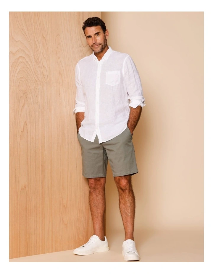 Timothy Tailored Chino Shorts in Sage image 2