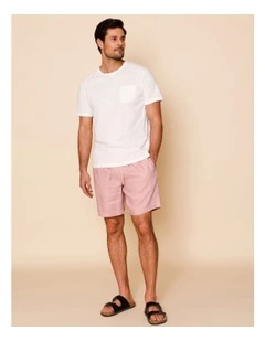 Leon Linen Pull On Shorts in Light Pink