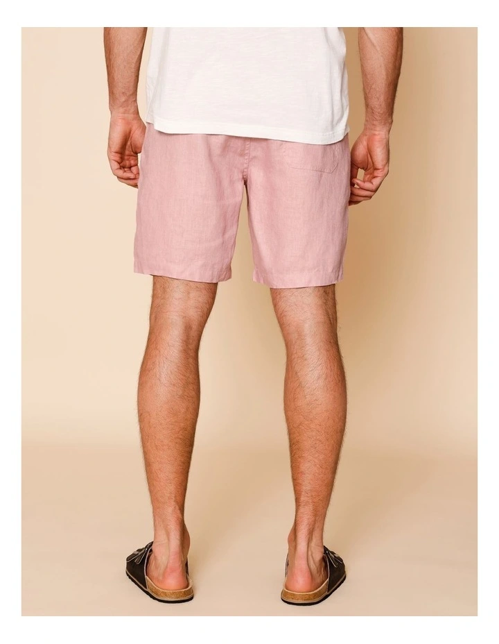 Leon Linen Pull On Shorts in Light Pink image 4