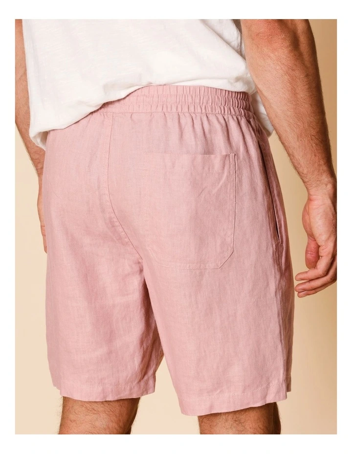 Leon Linen Pull On Shorts in Light Pink image 5