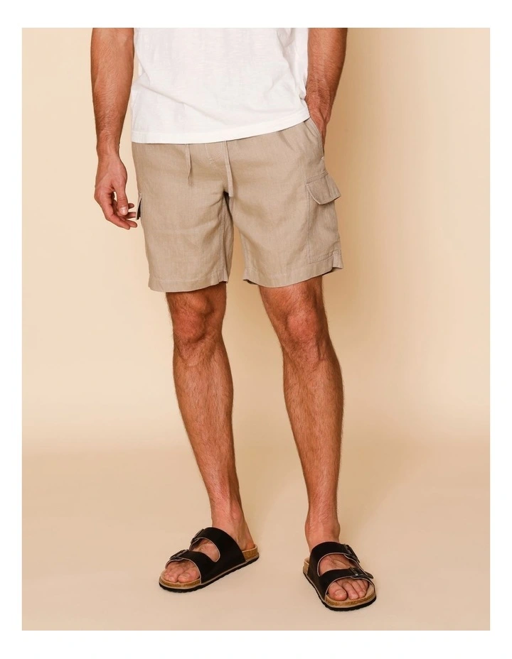 Lachlan Linen Cargo Shorts in Taupe image 2