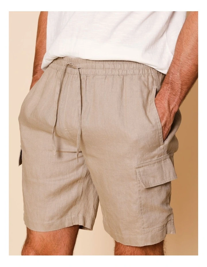 Lachlan Linen Cargo Shorts in Taupe image 3