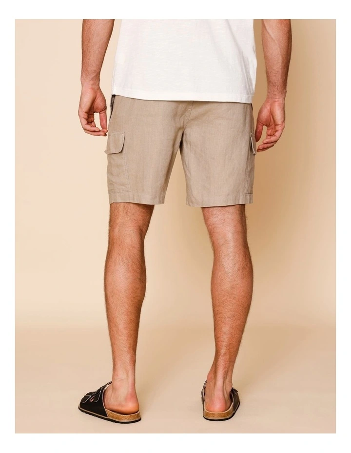 Lachlan Linen Cargo Shorts in Taupe image 4