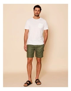 Lachlan Linen Cargo Shorts in Khaki