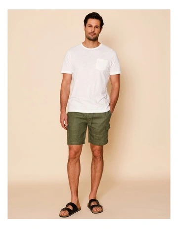 Lachlan Linen Cargo Shorts in Khaki