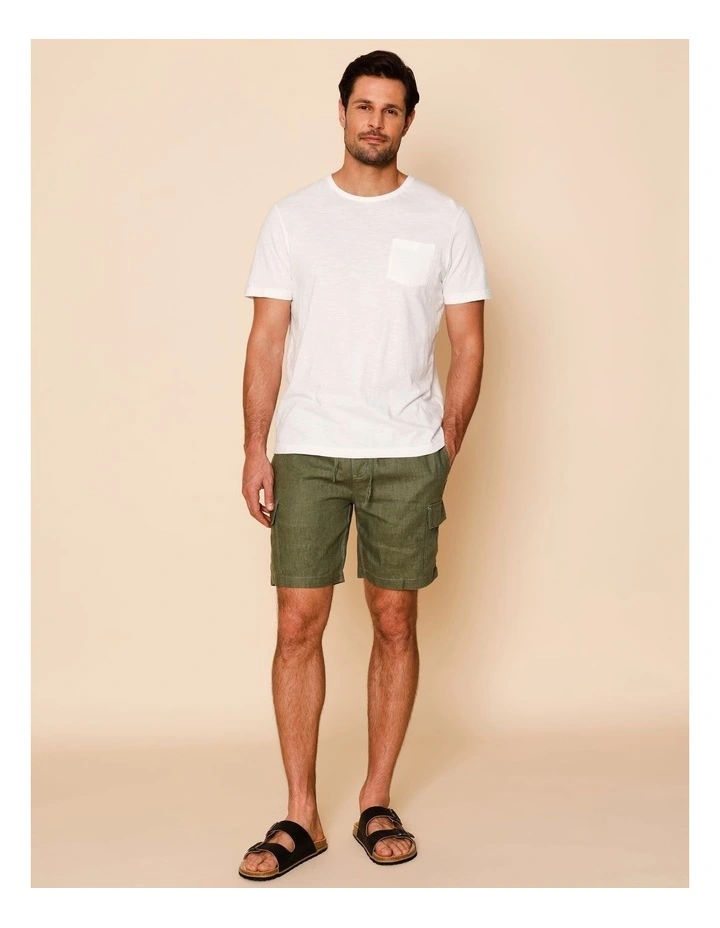 Lachlan Linen Cargo Shorts in Khaki image 1