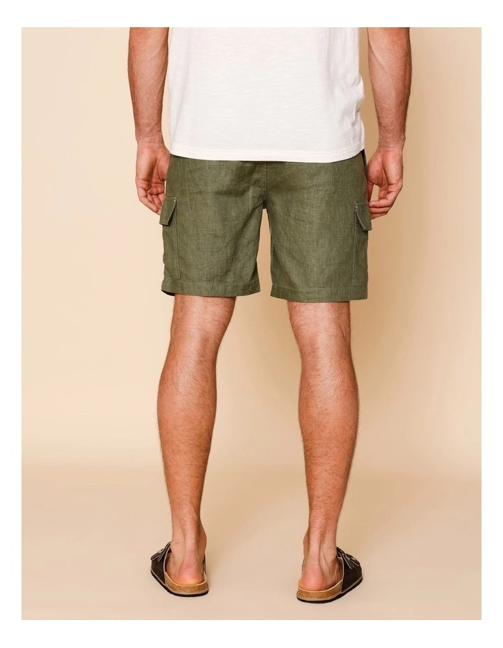 Lachlan Linen Cargo Shorts in Khaki image 4