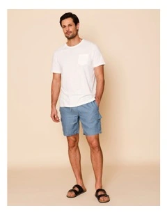 Lachlan Linen Cargo Shorts in Blue