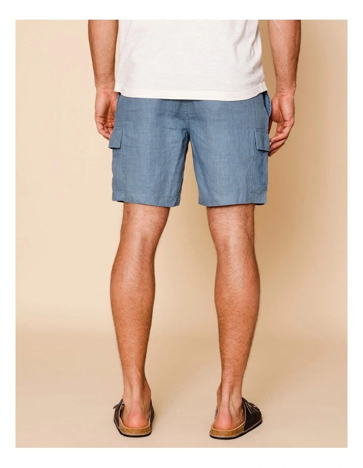 Lachlan Linen Cargo Shorts in Blue image 4