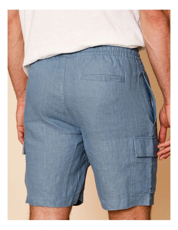Lachlan Linen Cargo Shorts in Blue image 5
