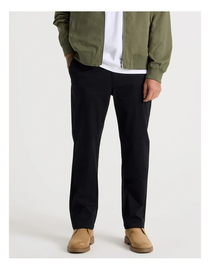 Comfort Elasticated Chino Pant in Black image 2
