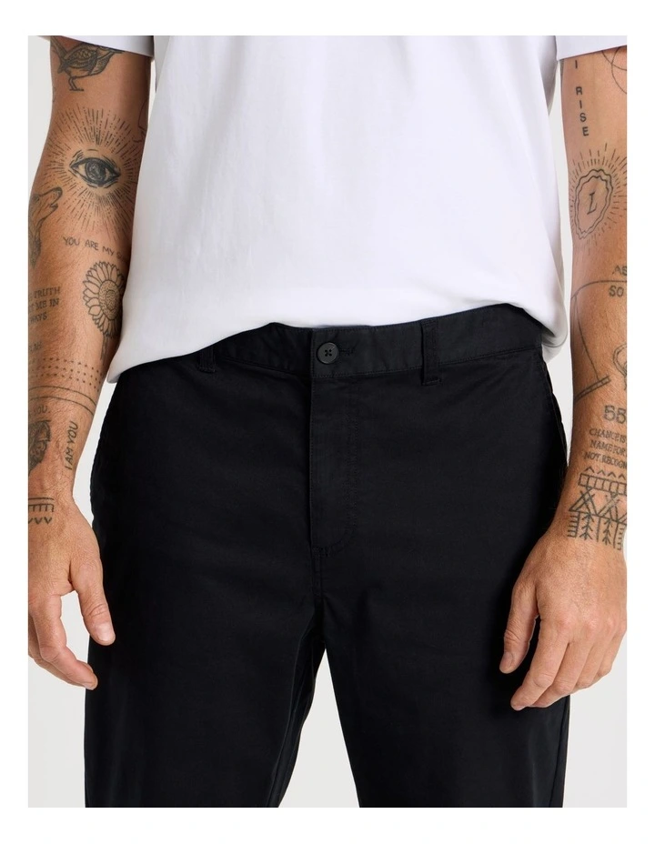 Comfort Elasticated Chino Pant in Black image 4