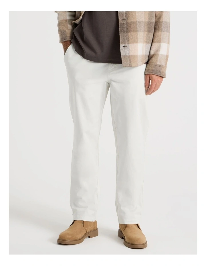 Comfort Elasticated Chino Pant in White image 2