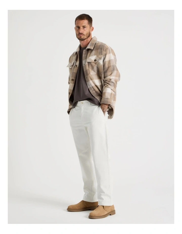 Comfort Elasticated Chino Pant in White image 4