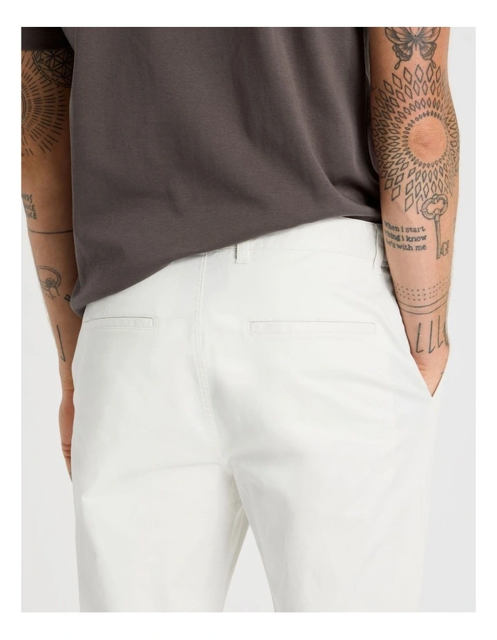 Comfort Elasticated Chino Pant in White image 6