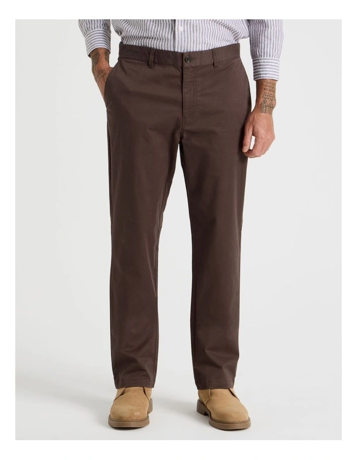 Comfort Elasticated Chino Pant in Brown image 2