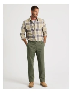 Comfort Elasticated Chino Pant in Olive