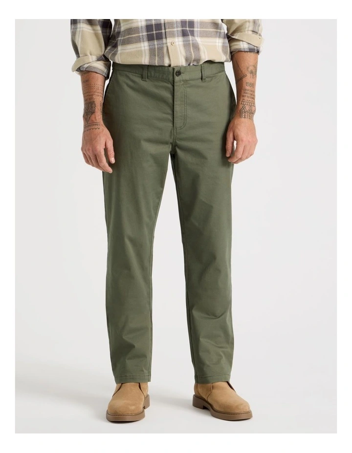 Comfort Elasticated Chino Pant in Olive image 2