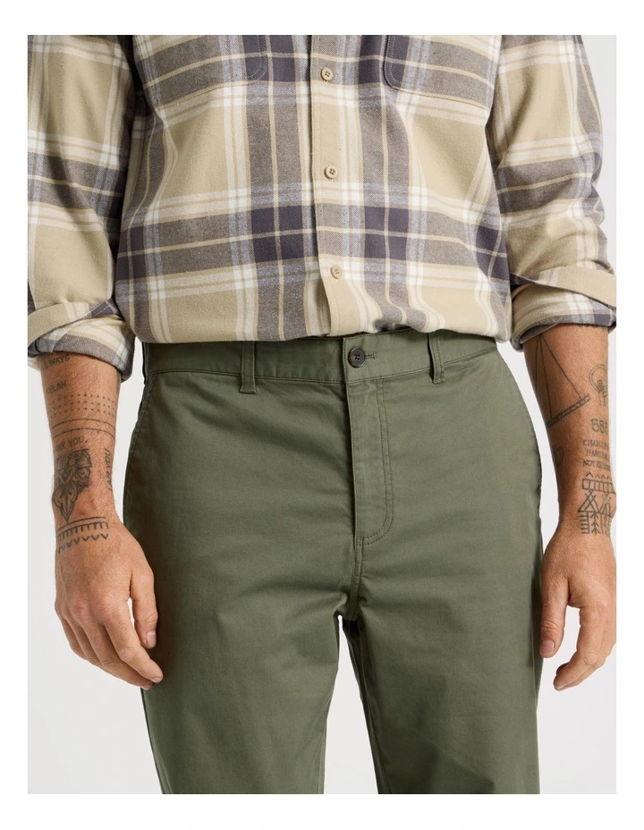 Comfort Elasticated Chino Pant in Olive image 3