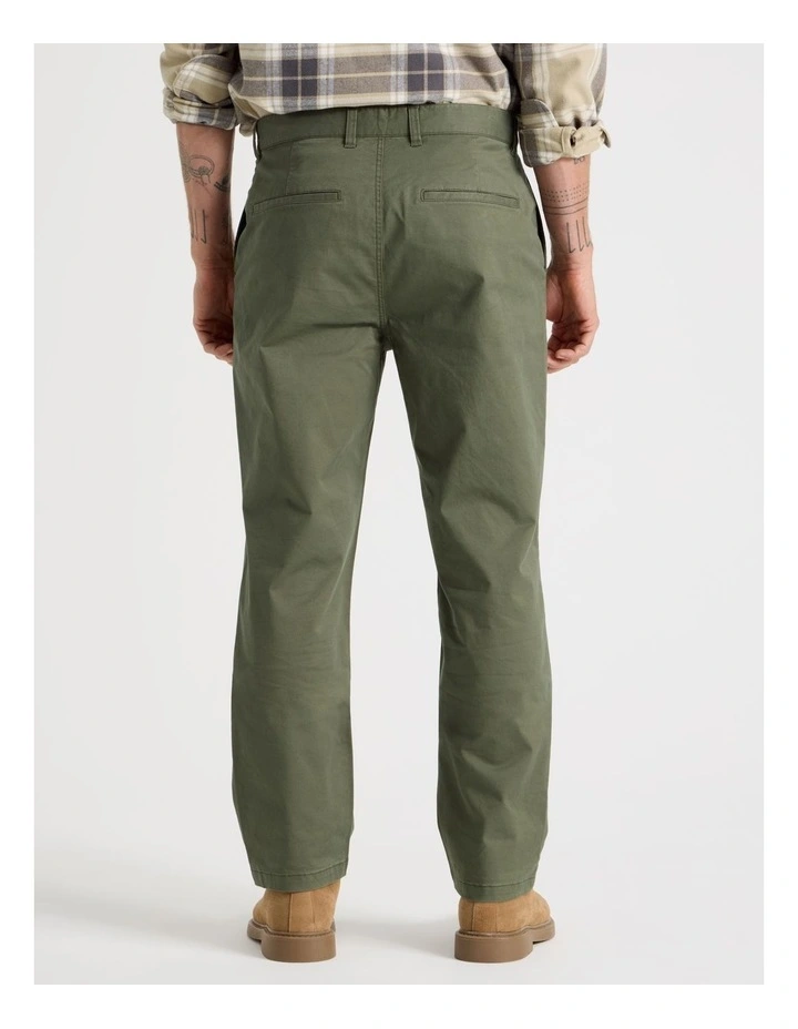 Comfort Elasticated Chino Pant in Olive image 4