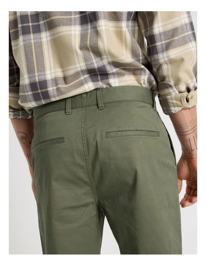 Comfort Elasticated Chino Pant in Olive image 5