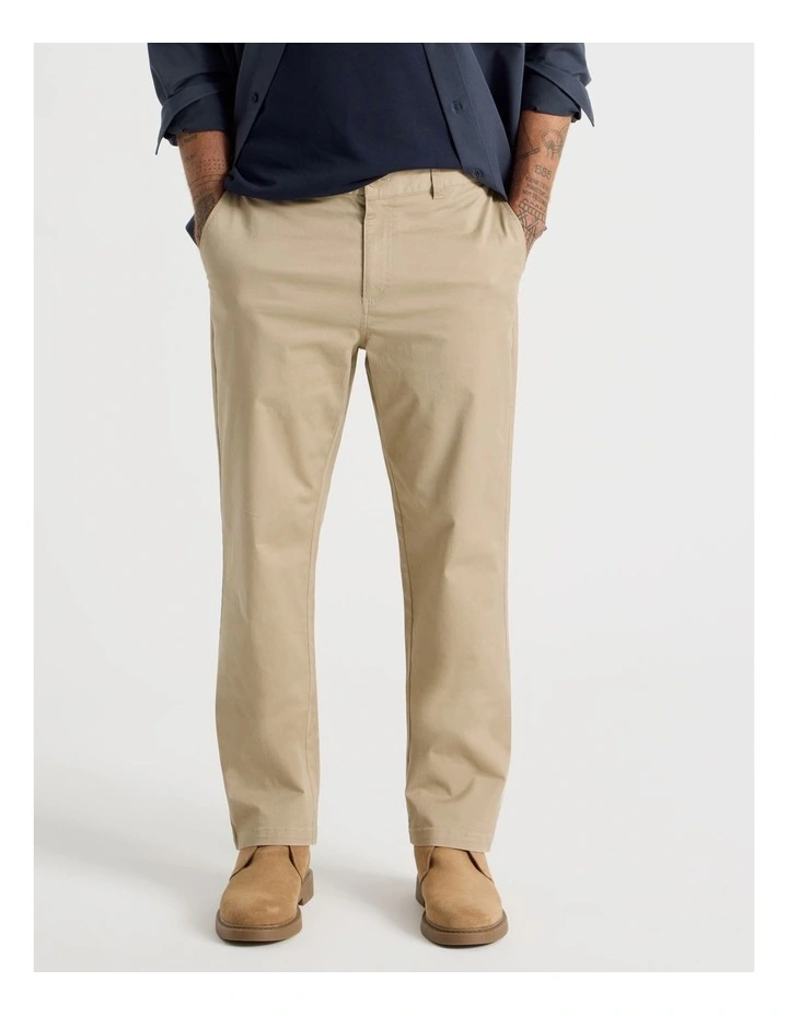 Comfort Elasticated Chino Pant in Sand image 2