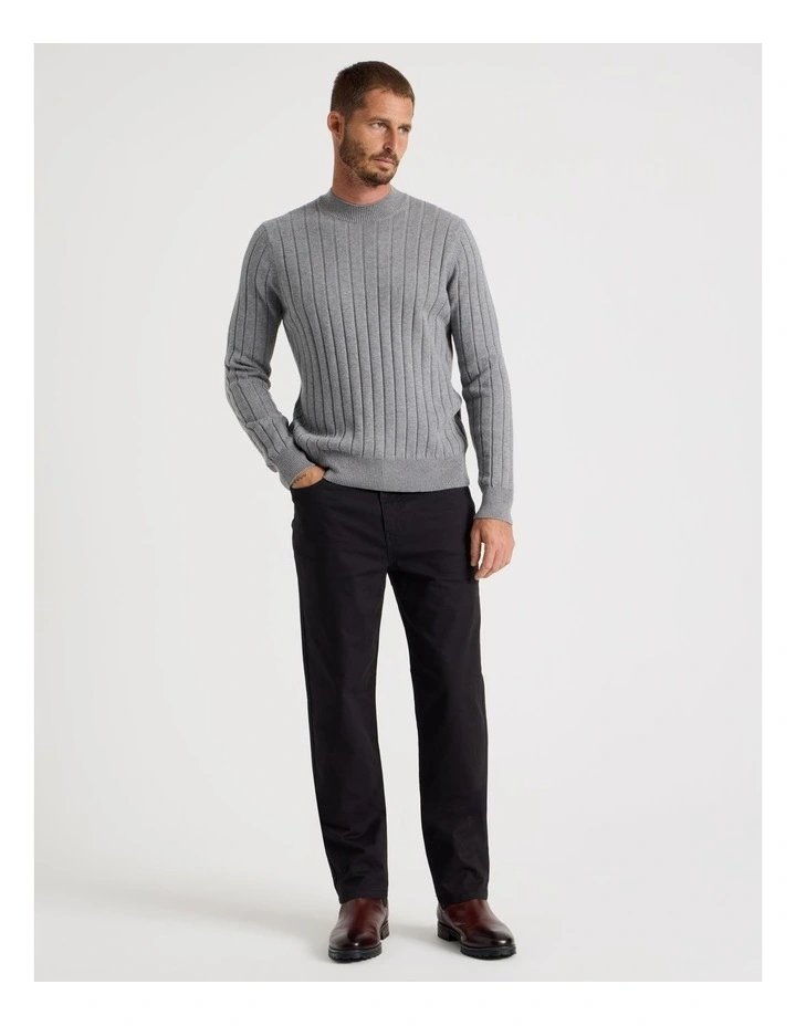 Five Pocket Textured Pants in Black image 1