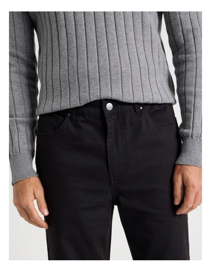 Five Pocket Textured Pants in Black image 3