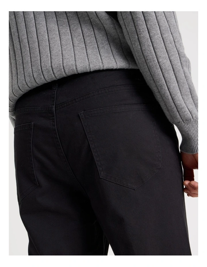 Five Pocket Textured Pants in Black image 5