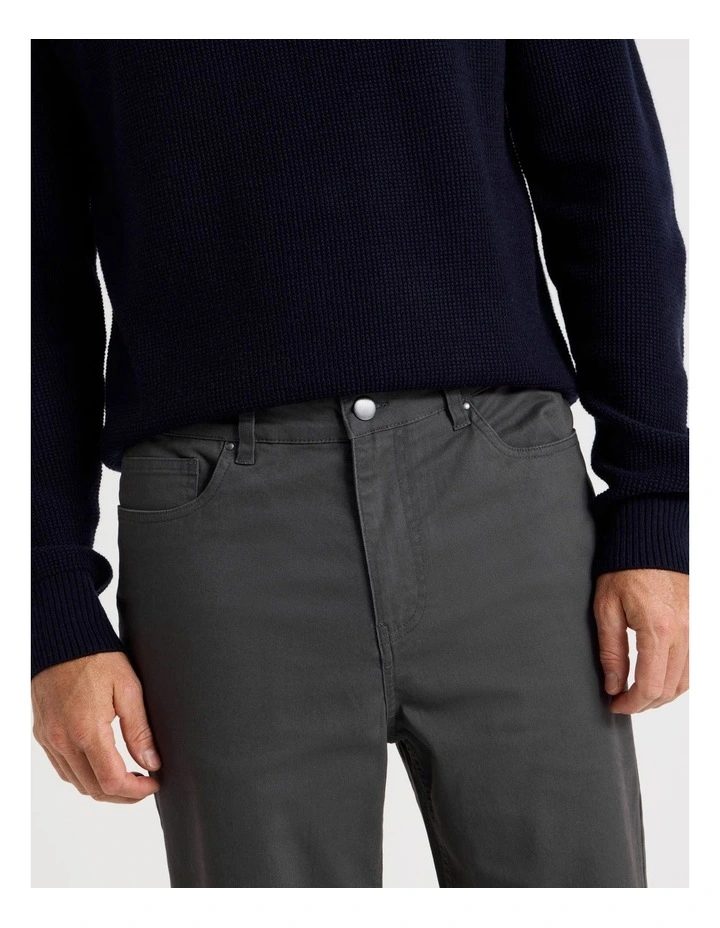 Five Pocket Textured Pants in Charcoal image 3