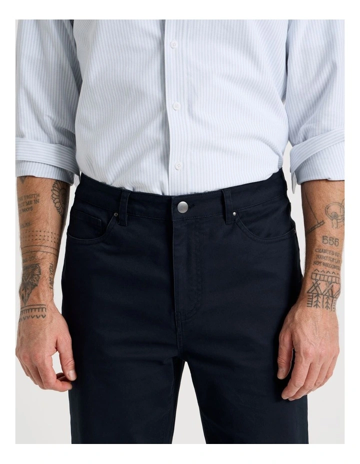Five Pocket Textured Pants in Navy image 3