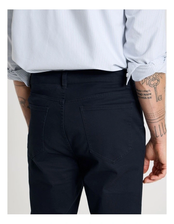 Five Pocket Textured Pants in Navy image 5