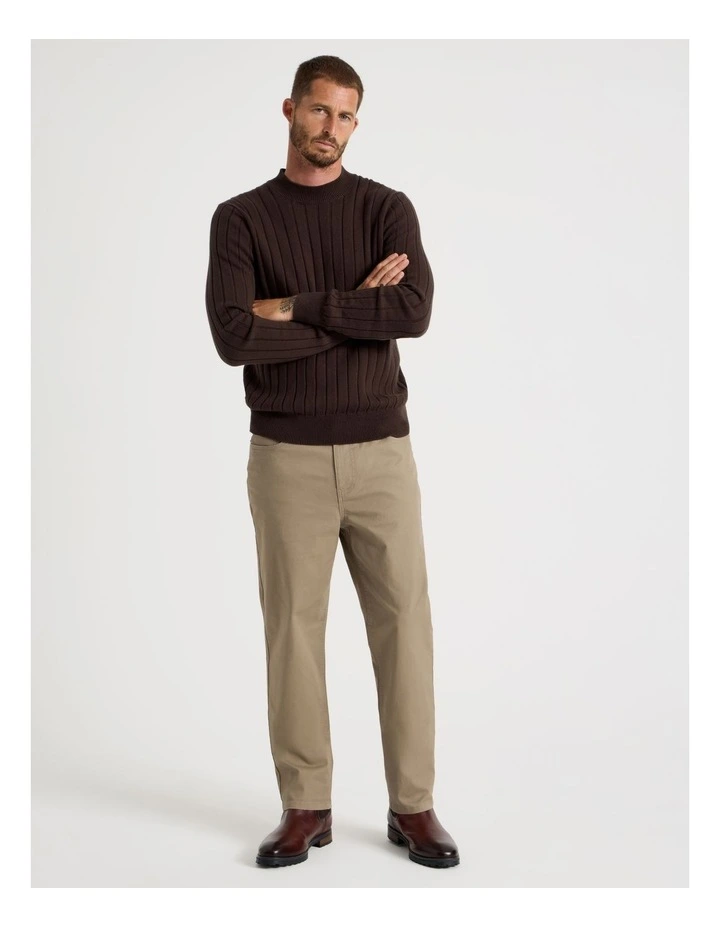 Five Pocket Textured Pants in Taupe image 1